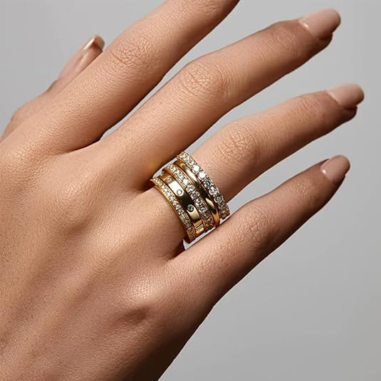 14K Gold Plated Stacking Rings Set