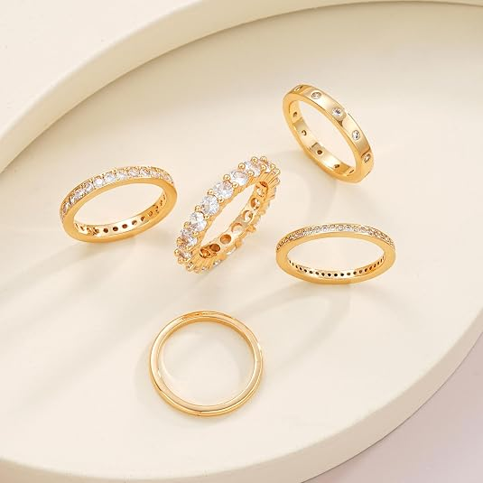 14K Gold Plated Stacking Rings Set