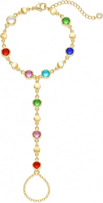 14K Gold Plated Hand Chain Bracelet Set