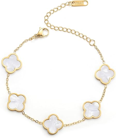 Elegant Gold Four Leaf Clover Bracelet