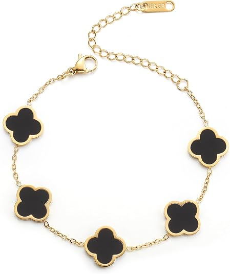 Elegant Gold Four Leaf Clover Bracelet