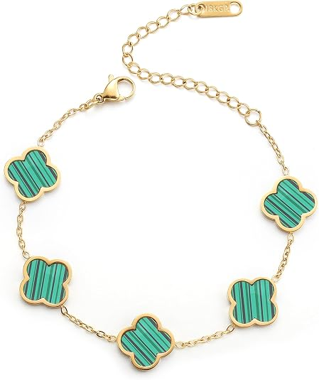 Elegant Gold Four Leaf Clover Bracelet