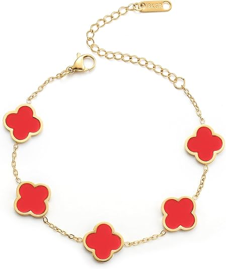 Elegant Gold Four Leaf Clover Bracelet