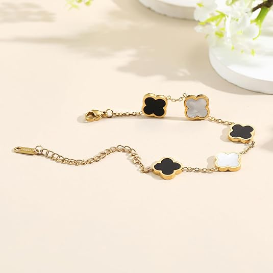 Elegant Gold Four Leaf Clover Bracelet