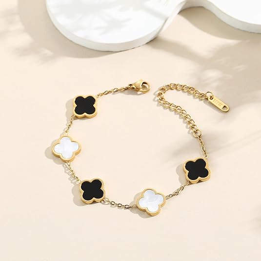 Elegant Gold Four Leaf Clover Bracelet
