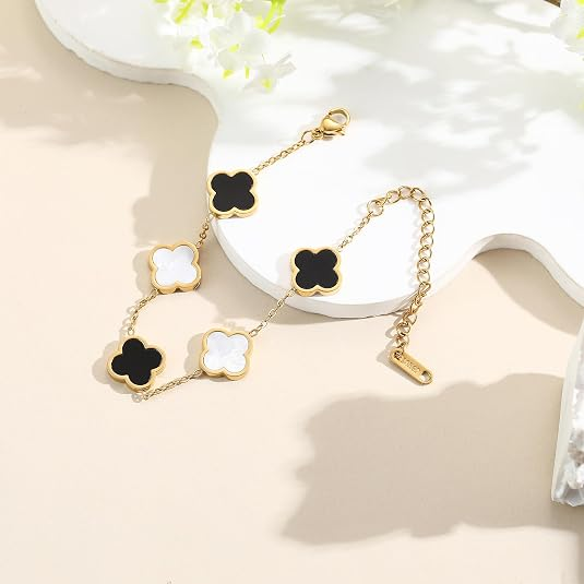 Elegant Gold Four Leaf Clover Bracelet
