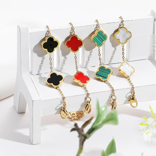 Elegant Gold Four Leaf Clover Bracelet