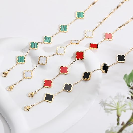 Elegant Gold Four Leaf Clover Bracelet