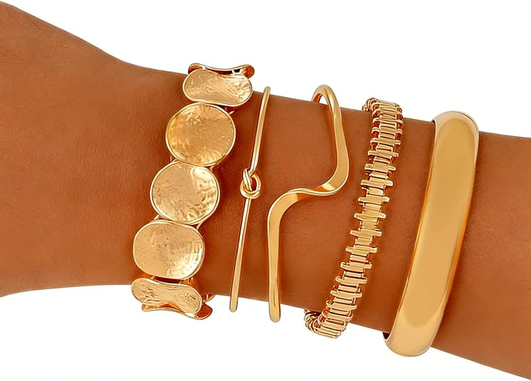 Gold Bangle Bracelet Set for Women