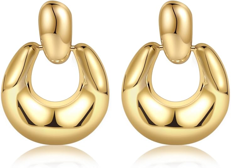 Chunky 14K Gold Plated Stud Earrings