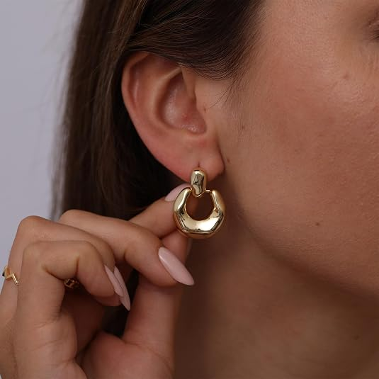 Chunky 14K Gold Plated Stud Earrings