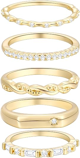 14K Gold Plated Stacking Rings Set